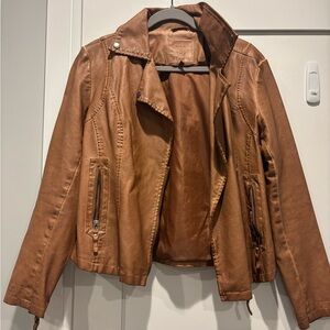 Max Studio Tan Faux Leather Moto Jacket